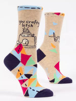 blue q women's you crafty bitch crew socks