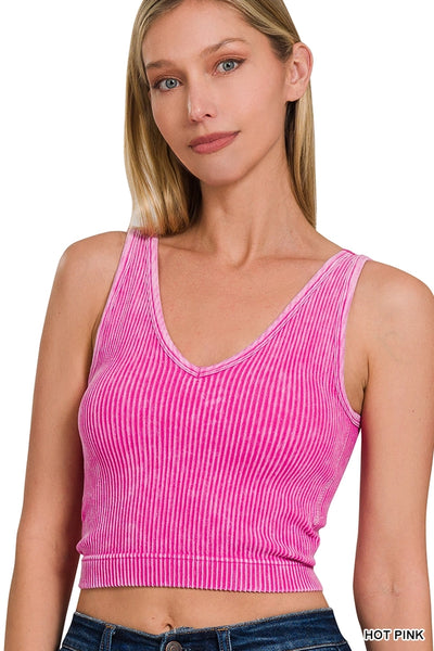 V-neck bras tank top hot pink