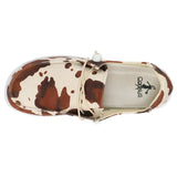 Corky cow print slip on shoes