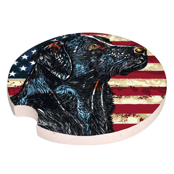 Simply Southern car coaster black lab with American flag
