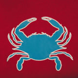 Poncho red blue crab applique