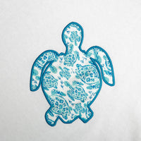 Poncho white with blue sea turtle