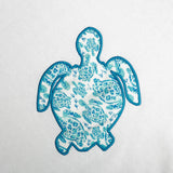 Poncho white with blue sea turtle
