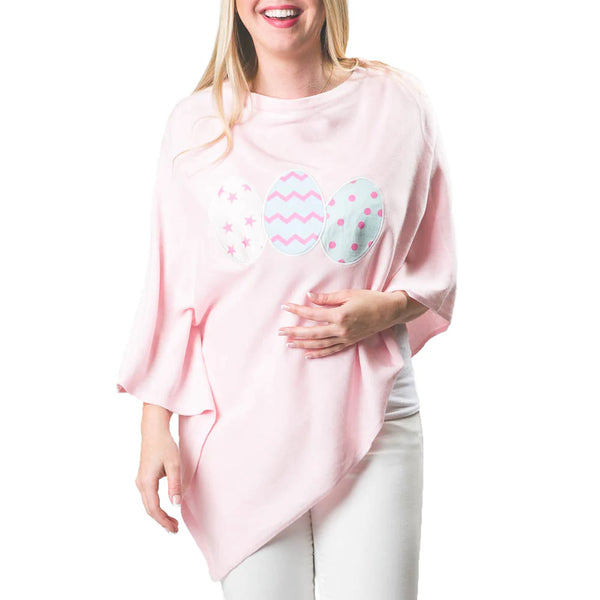 Pink poncho with easter eggs