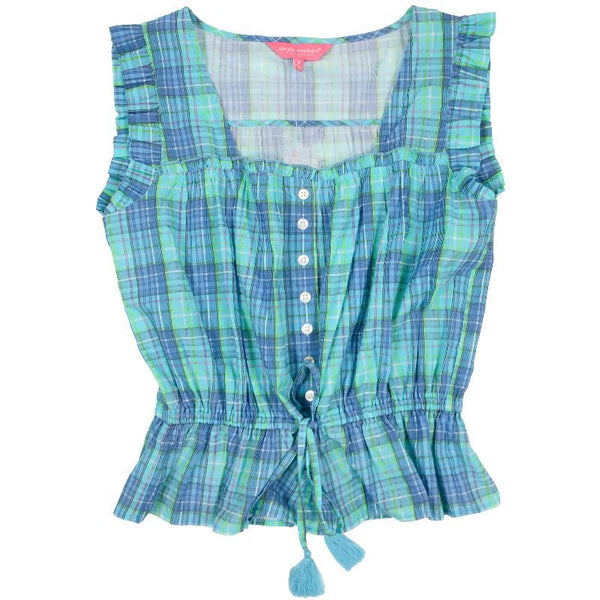 Simply southern plaid green sleeveless top